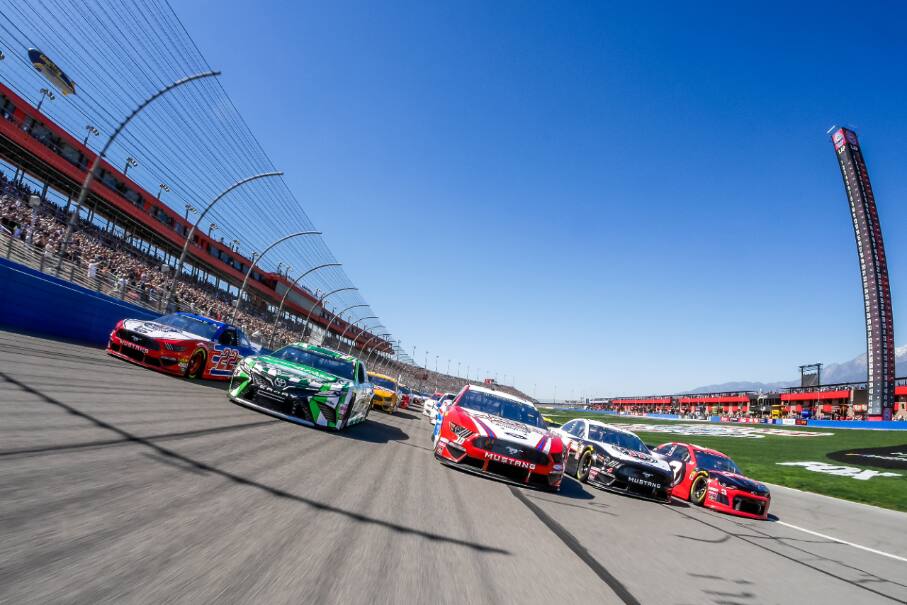 In the NASCAR Cup Series at Fontana, California; four Mustangs finished in the top five. In the NASCAR Cup Series at Fontana, California; four Mustangs finished in the top five.